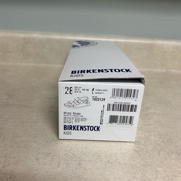 Birkenstock Kids Black and Neon Green Sandals kids size 10 - Picture 2 of 5